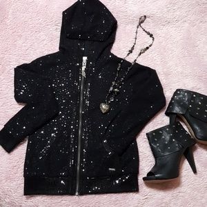 Miss Me Black Sequined Zip Cardigan